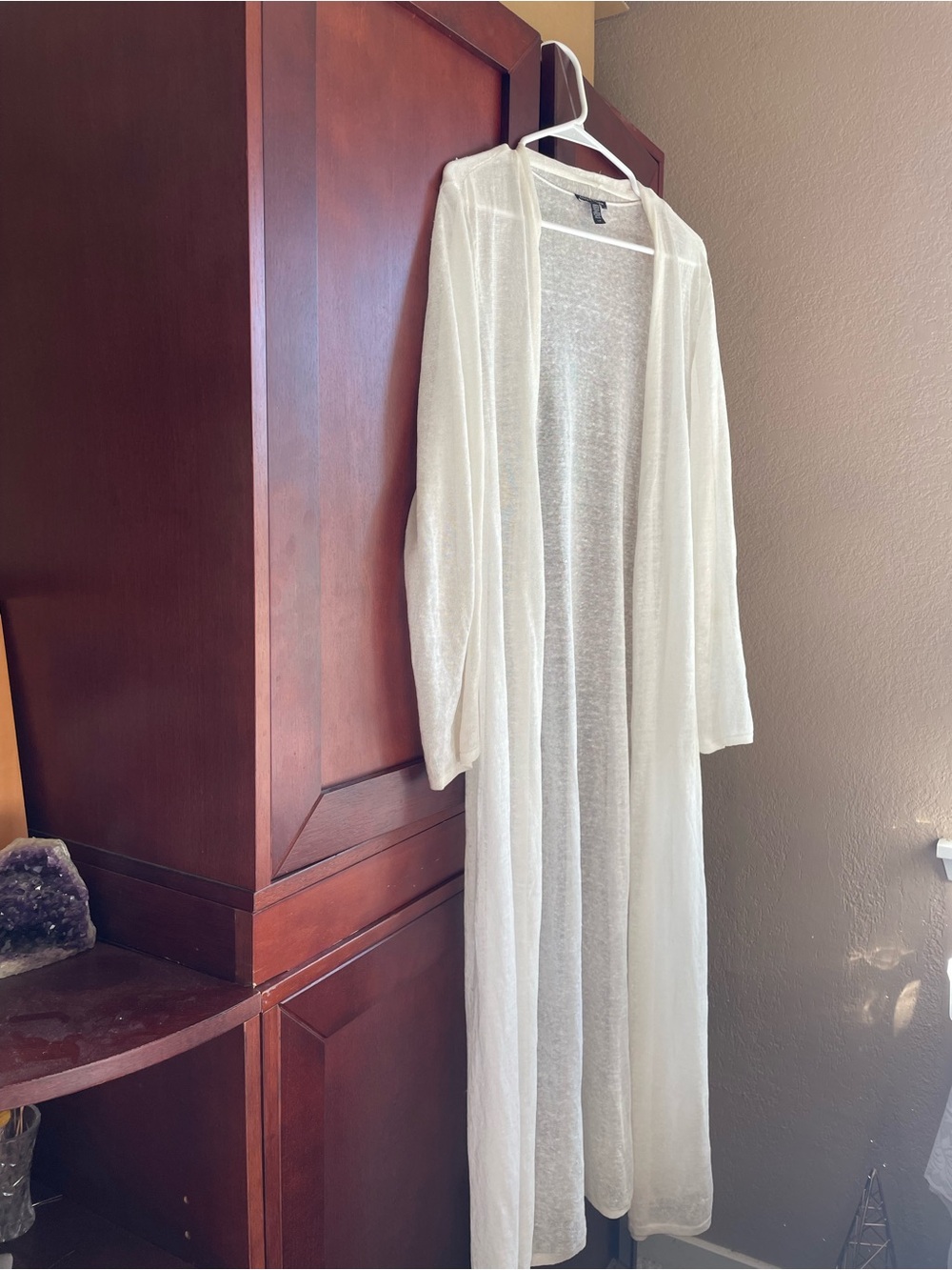 Eileen Fisher Organic Linen Lightweight Duster Cardigan in Ivory Retail $338 - Picture 3 of 14